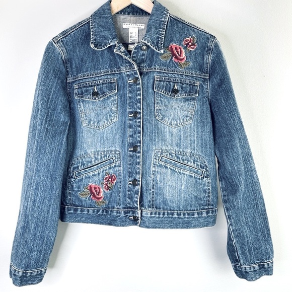 Vintage Crazy Horse by Liz Claiborne Women’s Floral Jean Jacket - Picture 1 of 5